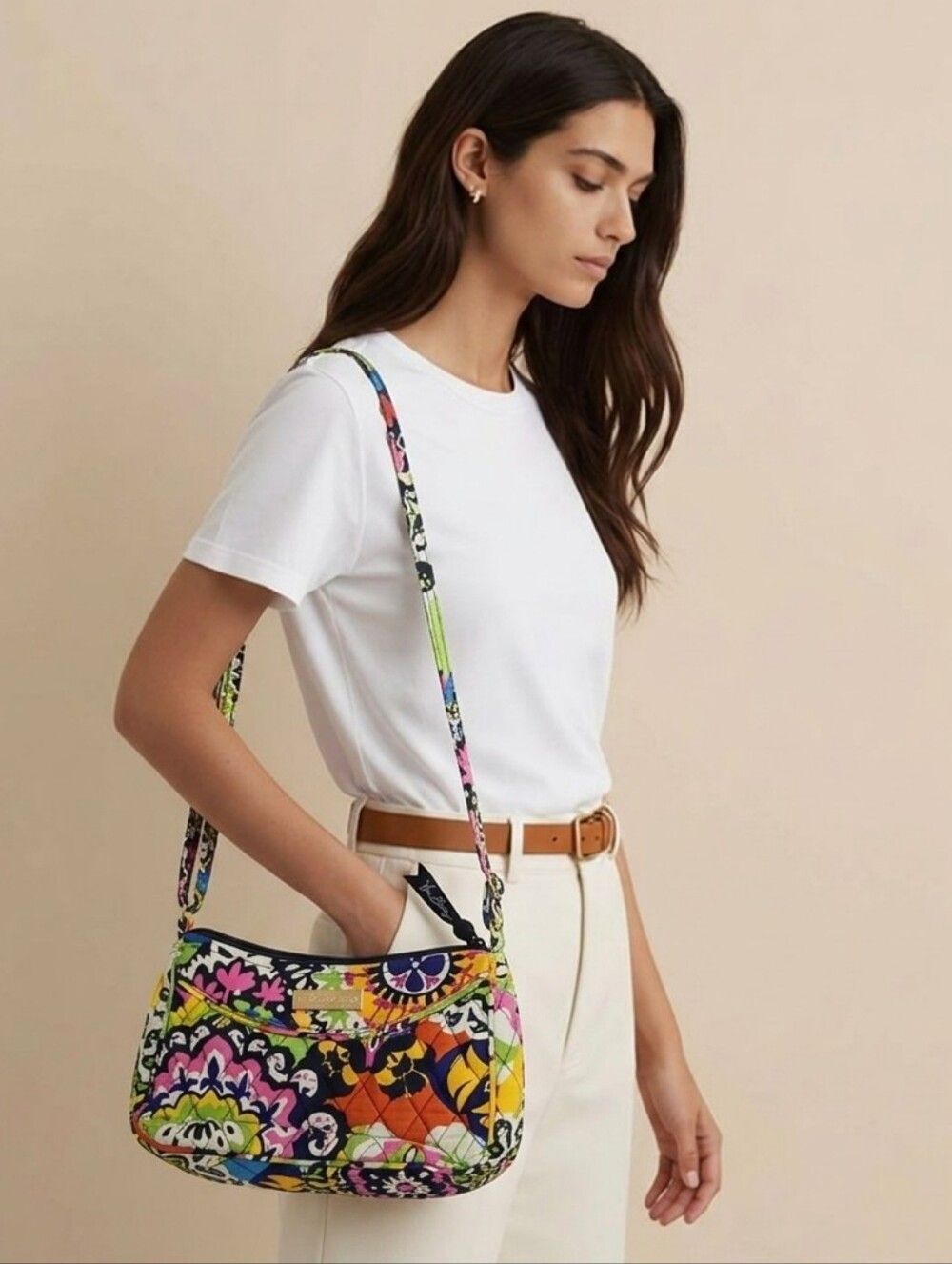 Vera Bradley Rio Little Crossbody Bag Retired Floral Quilted Cotton Adjustable